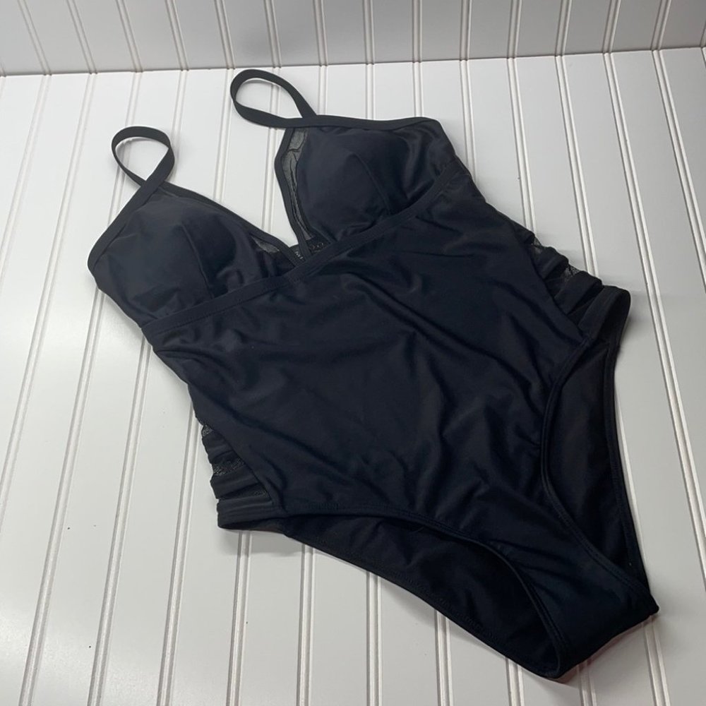 NWOT Eloquii Women’s Black One Piece Active Mesh Swimsuit 14